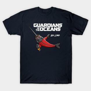 Guardians of the Oceans Sea Lord not Star, Funny Narwhal Movie Parody T-Shirt